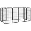 vidaXL Ohr&aacute;dka pre psov 12 panelov čierna 50x100 cm pr&aacute;&scaron;kovan&aacute; oceľ