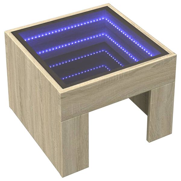 vidaXL Konferenčný stolík s nekonečnými LED dub sonoma 40x40x30 cm