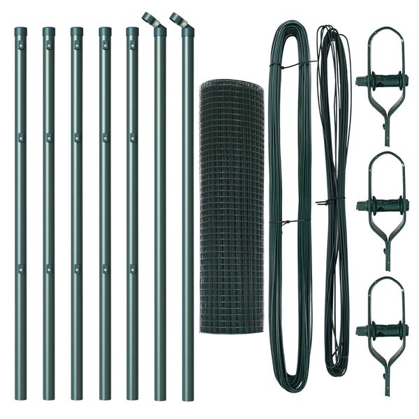 vidaXL Stĺp na plot. Zelen&aacute; 10 x 0,4 m (12 x 12 mm pletivo) Ocel a PVC