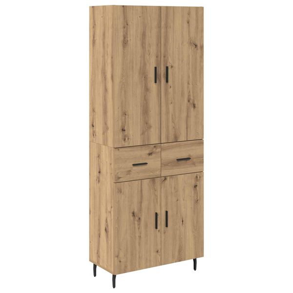 vidaXL Highboard 2 pcs Remeseln&yacute; dub Drevovl&aacute;knit&aacute; doska a sklo
