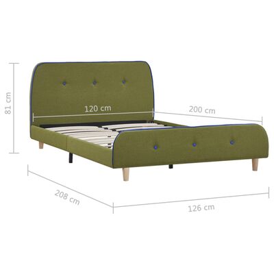 vidaXL Rám postele zelený 120x200 cm látkový