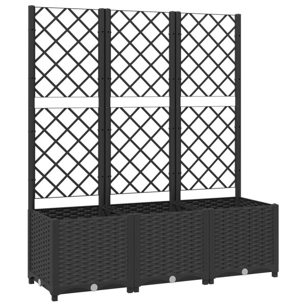 vidaXL Záhradný kvetináč s mriežkou čierny 120x40x136 cm PP
