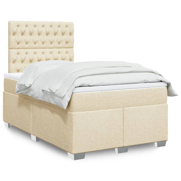 vidaXL Boxspring posteľ s matracom kr&eacute;mov&yacute; 120x200 cm l&aacute;tka