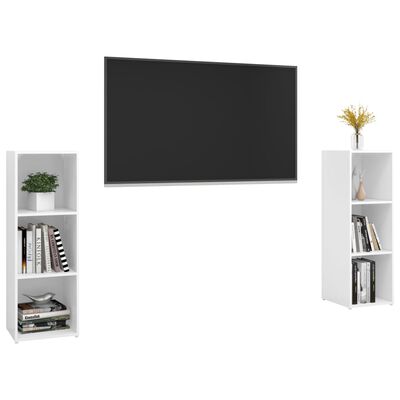 vidaXL TV skrinky 2 ks vysokolesklé biele 107x35x37 cm drevotrieska