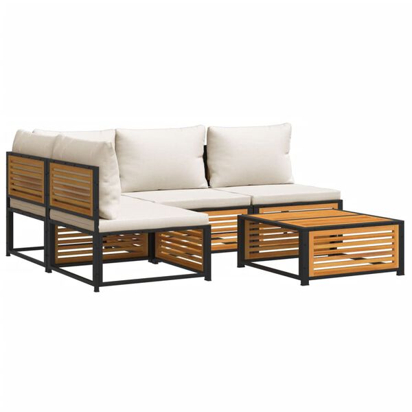 vidaXL 5-dielna z&aacute;hradn&aacute; sedacia s&uacute;prava s vank&uacute;&scaron;mi ak&aacute;ciov&yacute; mas&iacute;v