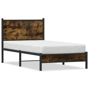 vidaXL Kovov&yacute; posteľn&yacute; r&aacute;m bez matraca dymov&yacute; dub 90x200 cm