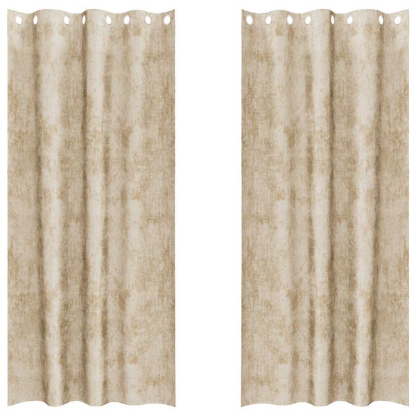 vidaXL Sametové závesy so záclonami 2 pcs Krémová 225 x 140 cm Zamat