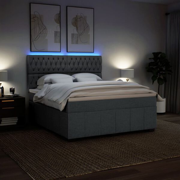 vidaXL Boxspring posteľ s matracom tmavosiv&aacute; 180x200 cm l&aacute;tka