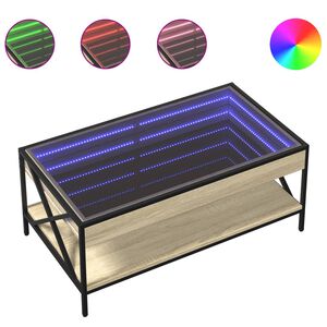 vidaXL Konferenčn&yacute; stol&iacute;k s nekonečn&yacute;mi LED dub sonoma 90x50x38 cm