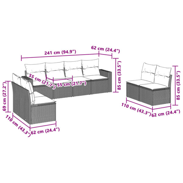 vidaXL 8-dielna z&aacute;hradn&aacute; s&uacute;prava pohoviek s vank&uacute;&scaron;mi svetlosiv&aacute;
