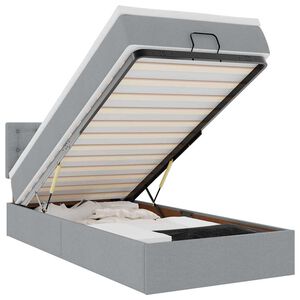 vidaXL Osmansk&aacute; posteľ s matracom a LED svetlosiv&aacute; 90x200 cm l&aacute;tka