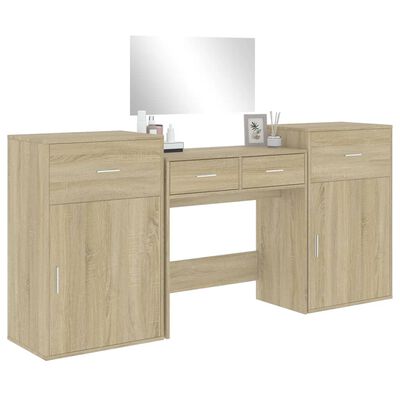 vidaXL 4-dielna súprava toaletného stolíka dub sonoma kompozitné drevo
