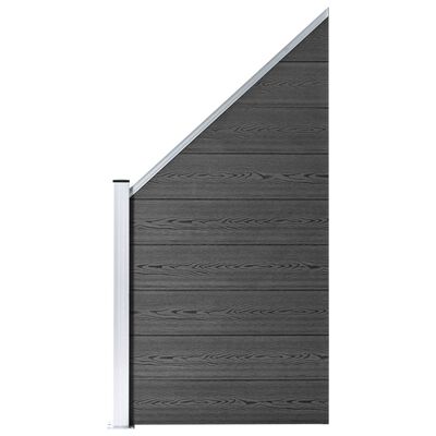 vidaXL Sada plotových panelov WPC 619x(105-186) cm čierna
