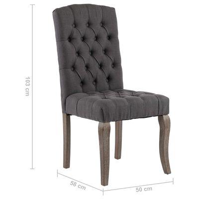 vidaXL Jedálenské stoličky 2 ks, sivé, látka s ľanovým vzhľadom