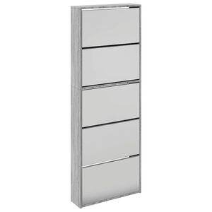 vidaXL Botn&iacute;k so zrkadlom 5-poschodov&yacute; siv&yacute; dub sonoma 63x17x169,5 cm
