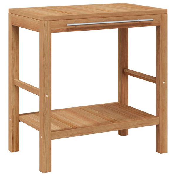 vidaXL Skrinka do kúpeľne a umývadlo, tíkové drevo a riečny kameň