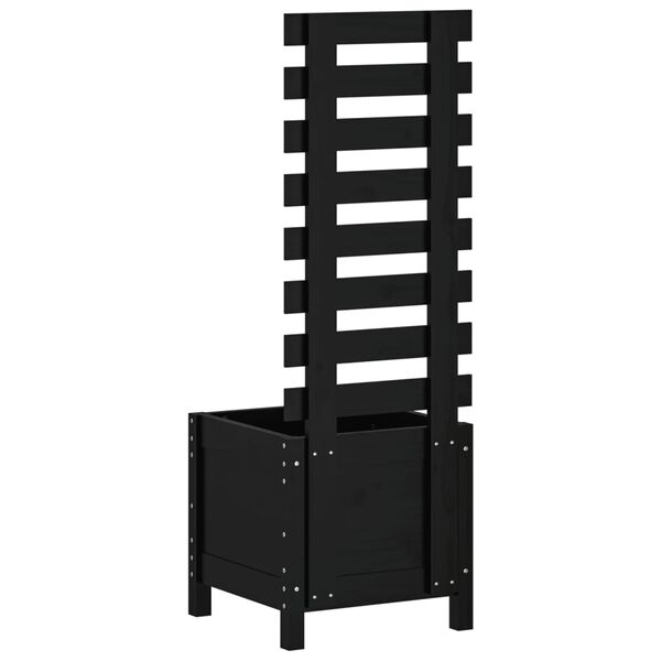 vidaXL Záhradný kvetináč s regálom čierny 39x39,5x114cm masív.borovica