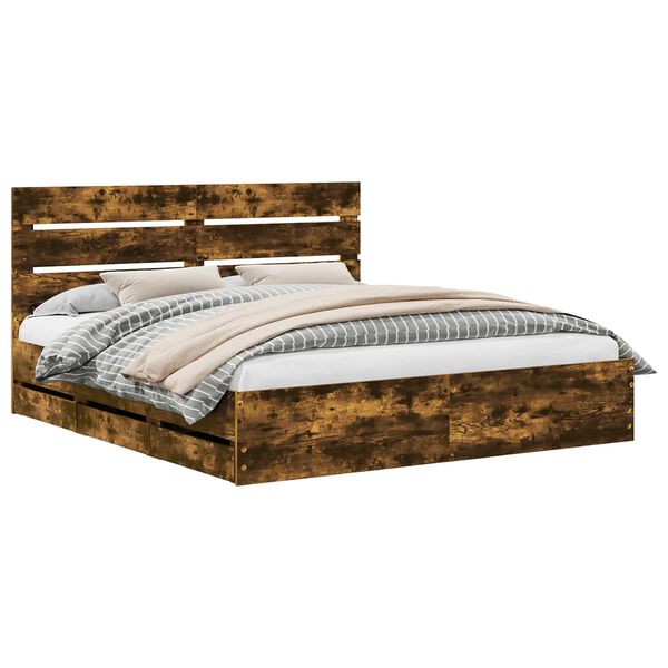 vidaXL R&aacute;m postele Dymov&aacute; dub 180 x 200 cm Inžinierske drevo