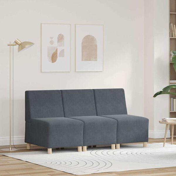 vidaXL Bezr&uacute;čkov&aacute; modul&aacute;rna sofa jednotka 3 pcs Tmavo &scaron;ed&aacute;