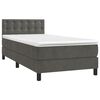 vidaXL Posteľn&yacute; r&aacute;m boxspring s matracom tmavosiv&yacute; 90x190 cm zamat