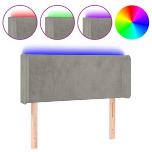 vidaXL Čelo postele s LED bledosiv&eacute; 83x16x78/88 cm zamat