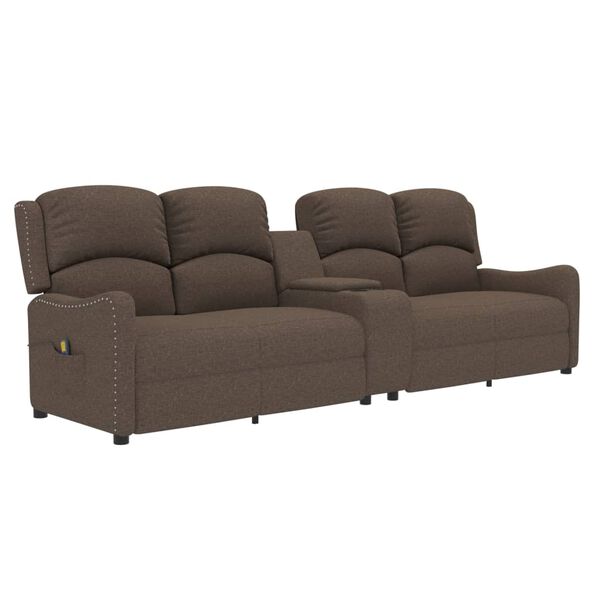 vidaXL 4-miestne sklápacie masážne kreslo+držiaky na poháre, sivohnedé