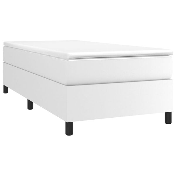 vidaXL Boxspring posteľ s matracom biela 100x200 cm umelá koža
