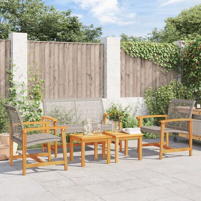 vidaXL 5-dielna záhr. sedacia súprava sivá polyratan a akáciové drevo