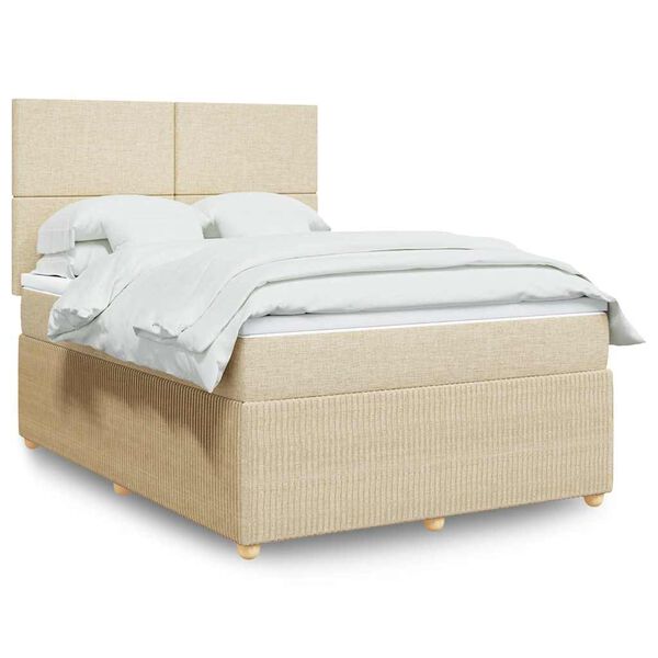 vidaXL Posteľn&yacute; r&aacute;m boxspring s matracom kr&eacute;mov&yacute; 140x200 cm l&aacute;tka