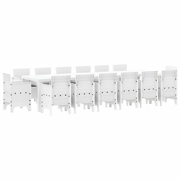 vidaXL Z&aacute;hradn&yacute; jed&aacute;lensk&yacute; set 15 pcs Biela Polt ratan