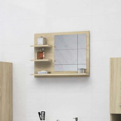 vidaXL Kúpeľňové zrkadlo, dub sonoma 60x10,5x45 cm, kompozitné drevo