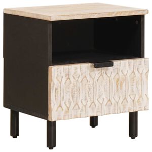 vidaXL Nočn&yacute; stol&iacute;k Biela 40 x 33 x 46 cm Mas&iacute;vne mango drevo
