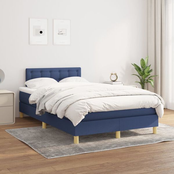 vidaXL Boxspring posteľ s matracom modr&aacute; 120x190 cm l&aacute;tka