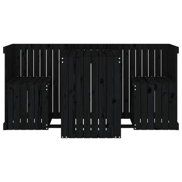 vidaXL Balkónová súprava 2-miestna čierna masívna borovica