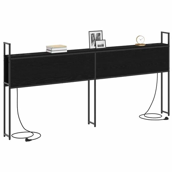 vidaXL &Uacute;ložn&aacute; čelľadka s nab&iacute;jacou stanicou s poličkou Čierny dub