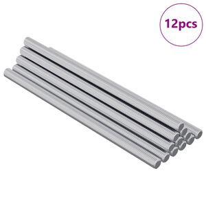 vidaXL Skrutkov&aacute; tyč 12 pcs Strieborn&aacute; 6 x 120 mm Oceľ