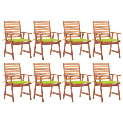 vidaXL Vonkajšie jedálenské stoličky 8 ks s podložkami masívna akácia