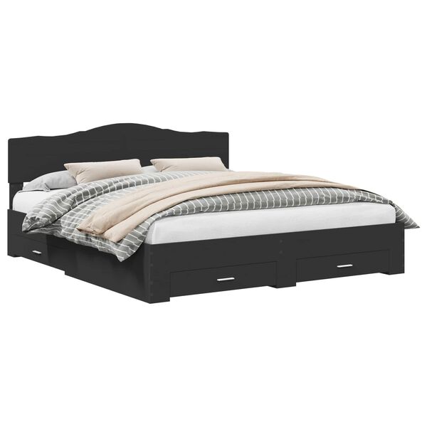 vidaXL R&aacute;m postele so z&aacute;suvkou Čierna 200 x 200 cm Kompozitn&eacute; drevo