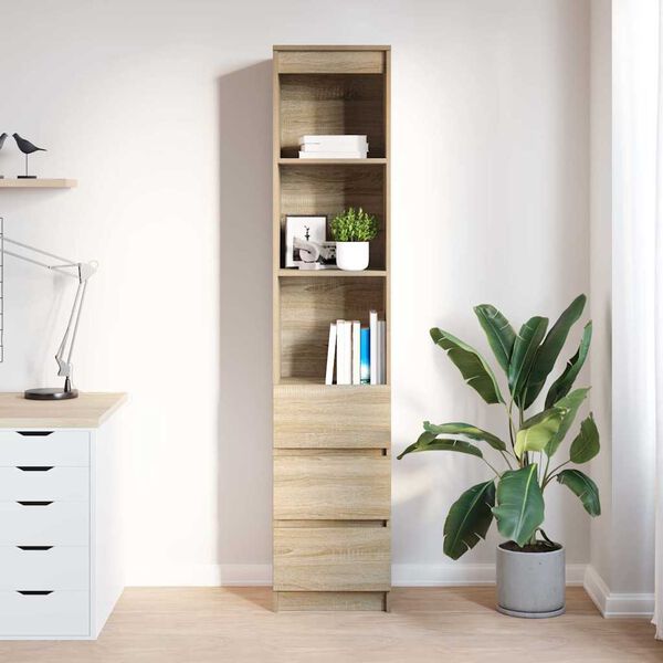 vidaXL Highboard Dub Sonoma 37,5x35x180 cm Kon&scaron;trukt&eacute;rske drevo