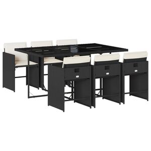 vidaXL 7-dielna z&aacute;hradn&aacute; jed&aacute;lensk&aacute; s&uacute;prava a vank&uacute;&scaron;e čierna polyratan