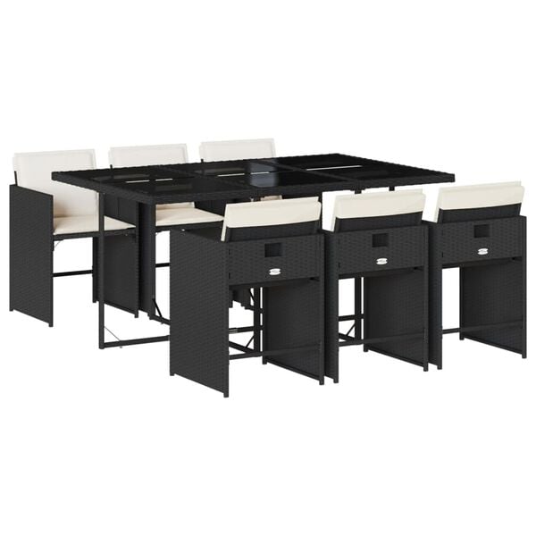 vidaXL 7-dielna z&aacute;hradn&aacute; jed&aacute;lensk&aacute; s&uacute;prava a vank&uacute;&scaron;e čierna polyratan