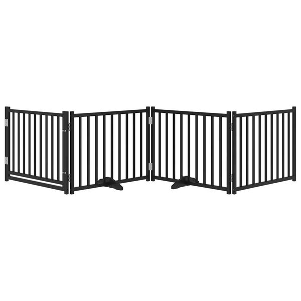 vidaXL Br&aacute;na pre psa s dverami skladacia 4panely mas&iacute;vne jedľov&eacute; drevo