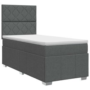 vidaXL Posteľ boxspring s matracom Tmavosiv&aacute; Jednoduch&yacute; L&aacute;tka