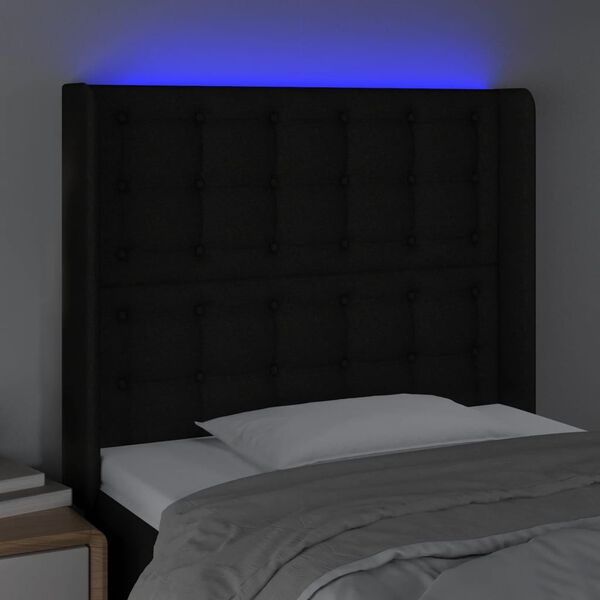 vidaXL Čelo postele s LED čierne 103x16x118/128 cm l&aacute;tka