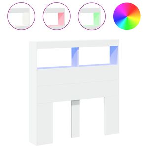 vidaXL Skrinka na čelo postele s LED biela 100x17x102 cm