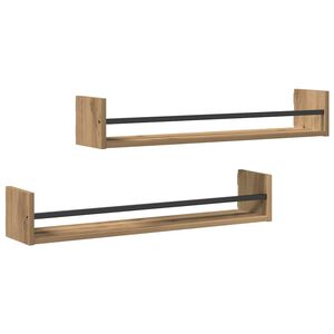 vidaXL Stenn&aacute; polica N&aacute;stenn&yacute; 2 pcs Remeseln&yacute; dub 80 x 16 x 14 cm
