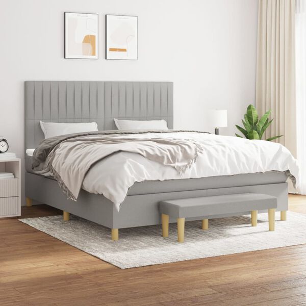 vidaXL Boxspring posteľ s matracom svetlosiv&aacute; 100x200 cm l&aacute;tka