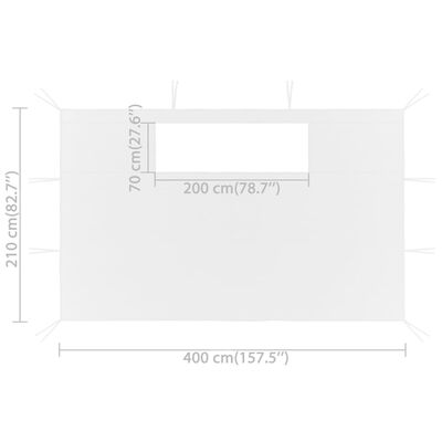vidaXL Bočné steny altánku s oknami 2 ks 4x2,1 m biela 70 g/m²