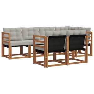 vidaXL Z&aacute;hradn&aacute; s&uacute;prava gaučov s vank&uacute;&scaron;om 7 pcs Pr&iacute;rodn&aacute; a svetlosiv&aacute;