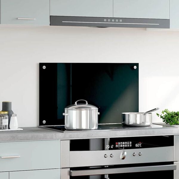 vidaXL Kuchynská zástena, čierna 70x40 cm, tvrdené sklo